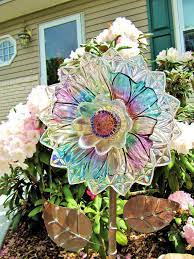 Glass Plate Flower Upcycled Glass Art