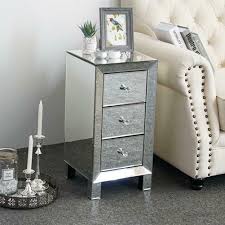 Mirrored bedroom sets raya mirror furniture modern pier one queen black silver set high end contemporary headboards glass white apppie org. Modern Mirrored Night Stand Bedroom End Table Bedside Furniture Drawer Storage Ebay
