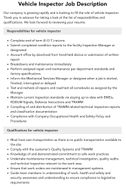 vehicle inspector job description