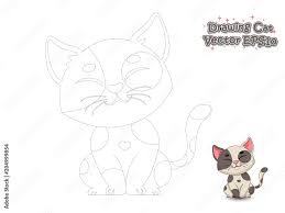 drawing and paint cute cartoon cat