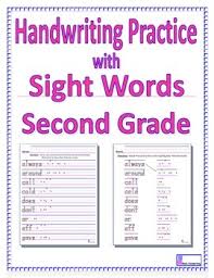 Handwriting Practice With Second Grade Sight Words Second