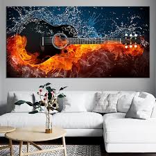 Acoustic Flaming Guitar Multi Panel