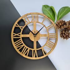 Wood Wall Clock Skeleton Clock Vintage