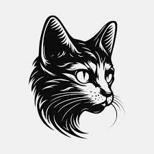 cat black and white cartoon vector