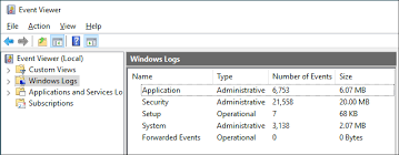 how to check windows event logs with