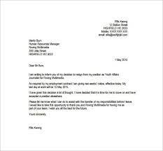 notice of resignation letter templates