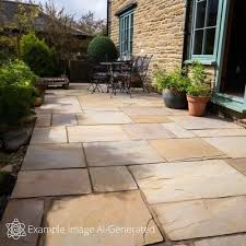 Reclaimed Indian Sandstone Paving Mixed