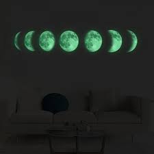 glow in the dark moon phases wall decal