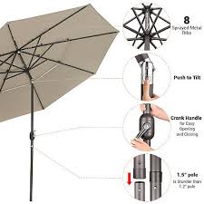11 Ft 3 Tier Patio Umbrella With Crank