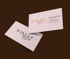 a business card for makeup day with a