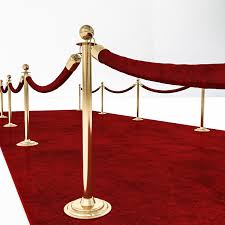 red carpet with velvet ropes 3d model