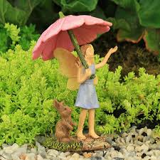 Rainy Day Fairy With Umbrella And Bunny