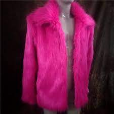 Men Fur Coat Faux Fox Fur Turn Down