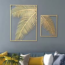 2 Piece Metal Palm Leaf Gold Wall Decor