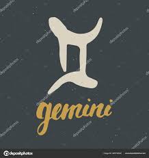 zodiac sign gemini lettering hand drawn