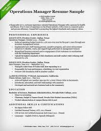 Sample Resume For Operations Manager Sample Resume Cover