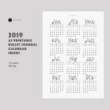 2019 Printable Calendar Bullet Journal Insert Pdf Year At A Glance A5 Planner Template