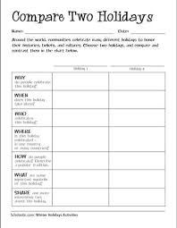 Holiday Compare And Contrast Chart Worksheets Printables