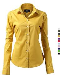 Inflation Womens Dress Shirts Slim Fit Long Sleeve Button