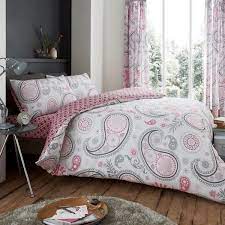 Grey And Pink Duvet Cover And Curtains