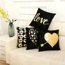 love print pillow cover gold foil