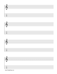 Printable Staff And Tablature Treble Clef 5 Lines Music Paper