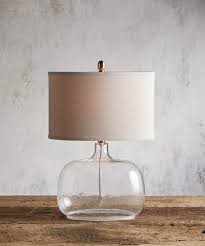 Clear Glass Table Lamp Linen Shade