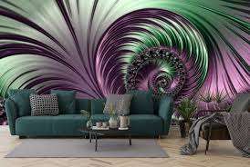 Purple Green Spiral Wall Mural Wallpaper