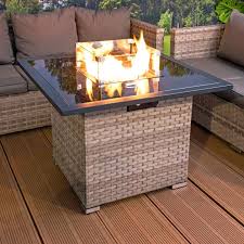 Cancun Rattan Firepit Table