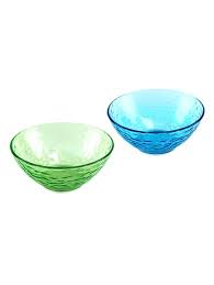 hammered green blue glass bowl set