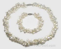 keshi double strand cultured pearl
