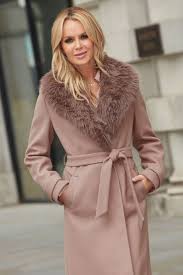 Buy Lipsy Camel Faux Fur Collar Belted