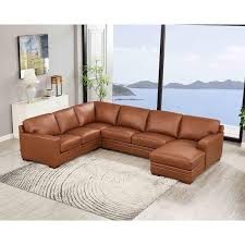 Sworth Brown Leather 4 Piece Sectional With Right Facing Chaise Amax Leather