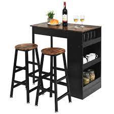 Tavern sets offer you the choice of bar stools with plush leather seating or standard wooden pub chairs with backrests. 3 Pieces Bar Table Set Industrial Counter Height Dining Table Set With Storage Bar Furniture Sets Aliexpress