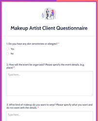 makeup artist client questionnaire form
