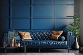 blue sofa living room