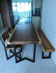 wood slab table in singapore solid