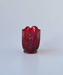 Vintage Glass Diamond Ruby Red Milk Jug