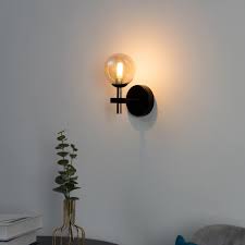Wall Light In Metal And Amber Glass