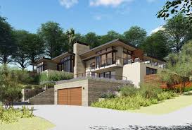 Modern Hillside House Facade Hillside