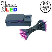 Pink 20 Light Battery Operated Christmas Lights On Green