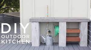 diy outdoor kitchen with concrete