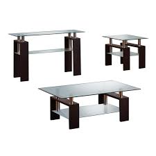 Clear Glass 3pc Coffee Table Set With