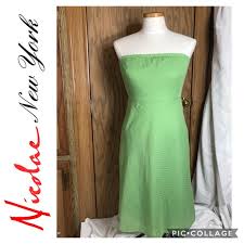 J Crew Green Strapless Swiss Dot Dress Size Xs