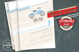 Race Car Invitation Race Car Invite Vintage Race Car Invitation