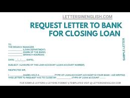 letter to bank for closing loan account
