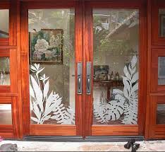 Wooden Door Design Glass Etching