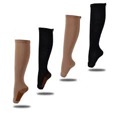 Us 9 76 31 Off New 2 Pairs Zipper Sox Compression Socks Unisex Zipper Leg Support Knee High Stockings Open Toe Sock Thin Leg Burn Fat Socks In Mens
