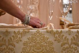 Luxury Ivory Gold Damask Tablecloth