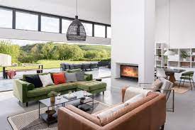 living room with grey floors ideas